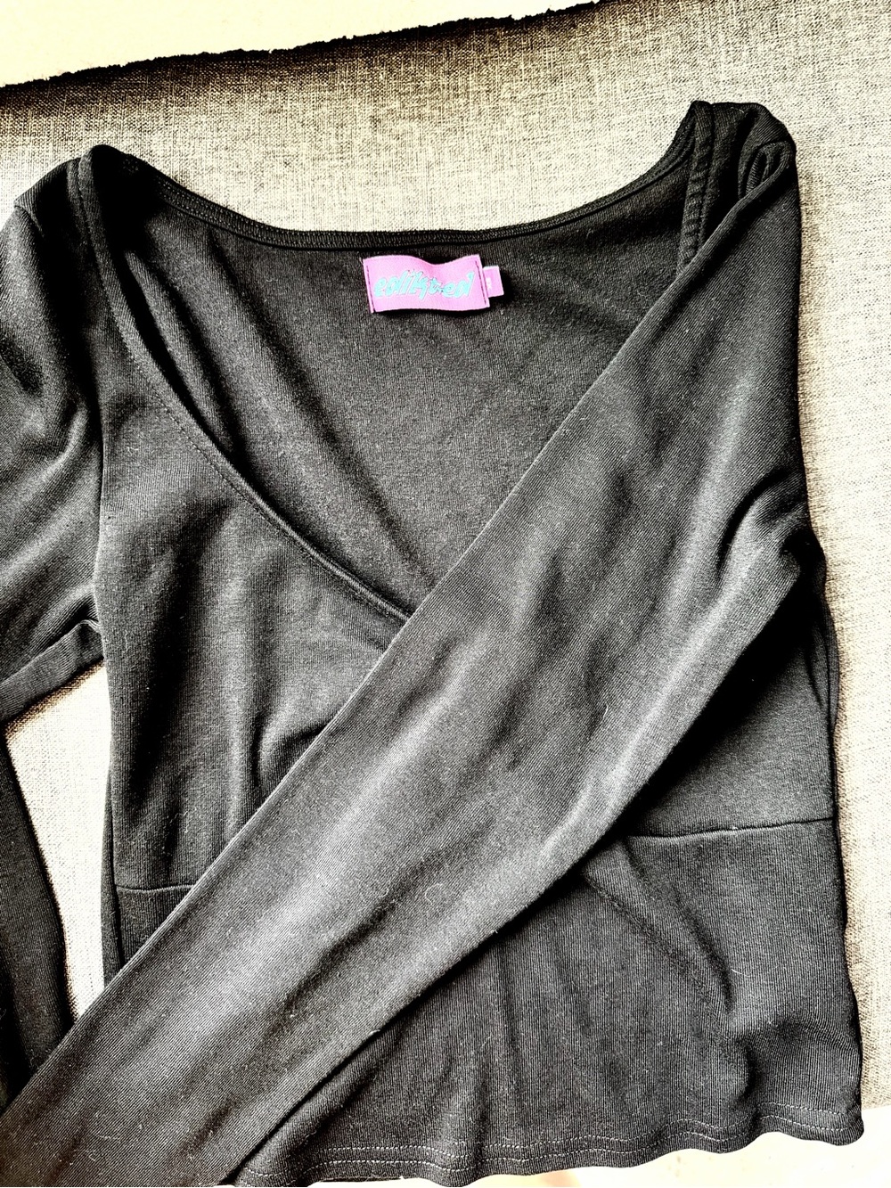 Edikted Black Long Sleeve V-Neck Top NWOT